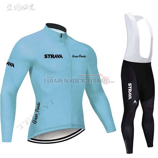 Abbigliamento Ciclismo STRAVA Manica Lunga 2019 Celeste