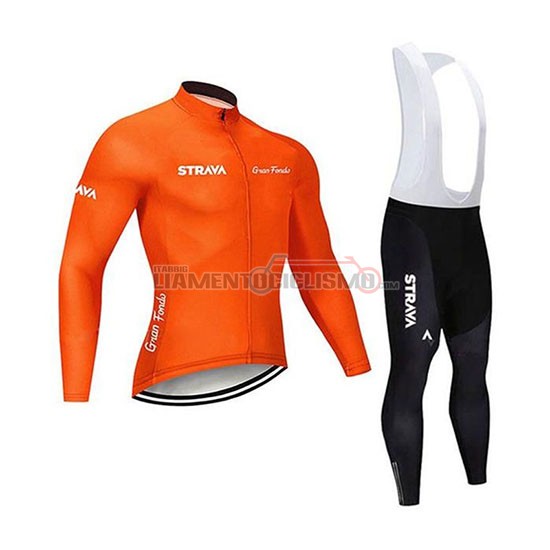 Abbigliamento Ciclismo STRAVA Manica Lunga 2020 Arancione