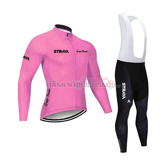 Abbigliamento Ciclismo STRAVA Manica Lunga 2020 Rosa