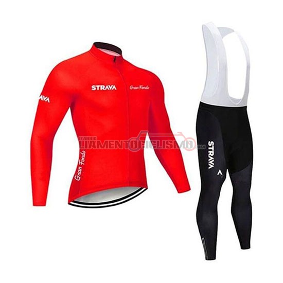 Abbigliamento Ciclismo STRAVA Manica Lunga 2020 Rosso