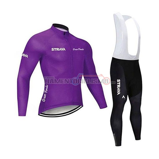 Abbigliamento Ciclismo STRAVA Manica Lunga 2020 Spento Viola