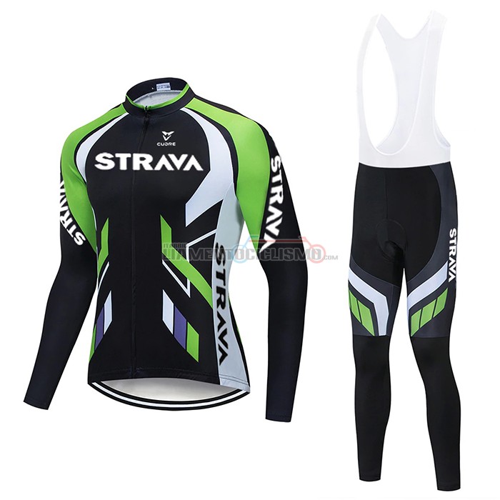 Abbigliamento Ciclismo STRAVA Manica Lunga 2021 Nero Verde