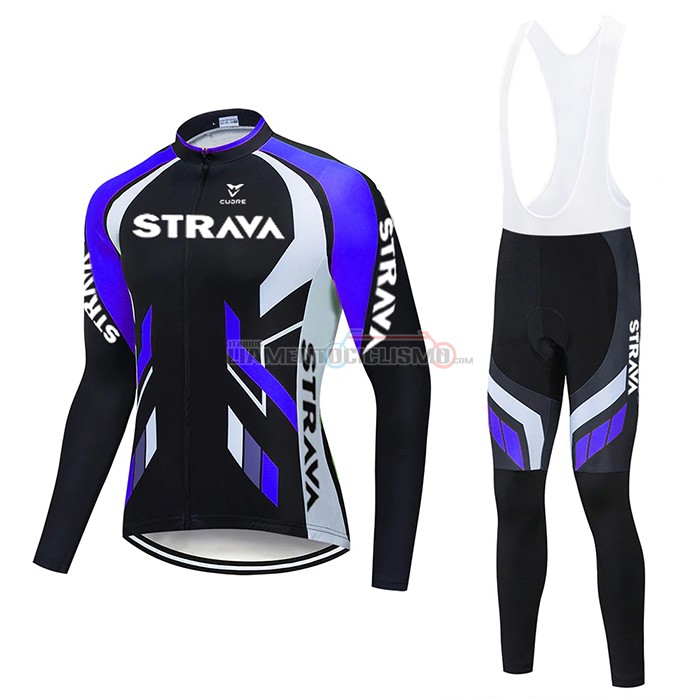 Abbigliamento Ciclismo STRAVA Manica Lunga 2021 Viola Nero