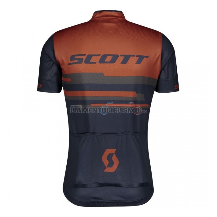 Abbigliamento Ciclismo Scott Manica Corta 2021 Spento Blu Arancione
