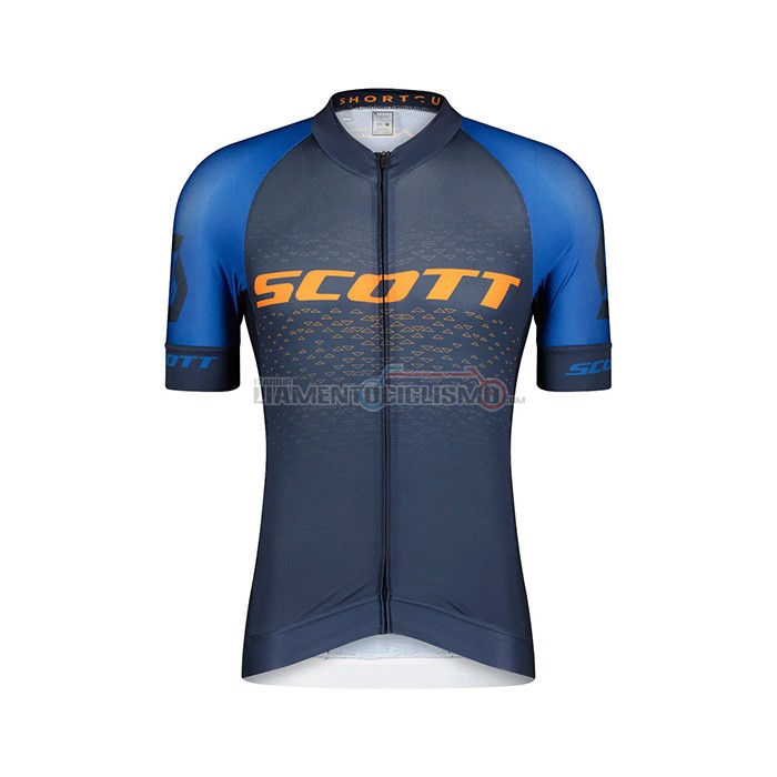 Abbigliamento Ciclismo Scott Manica Corta 2022 Blu Giallo