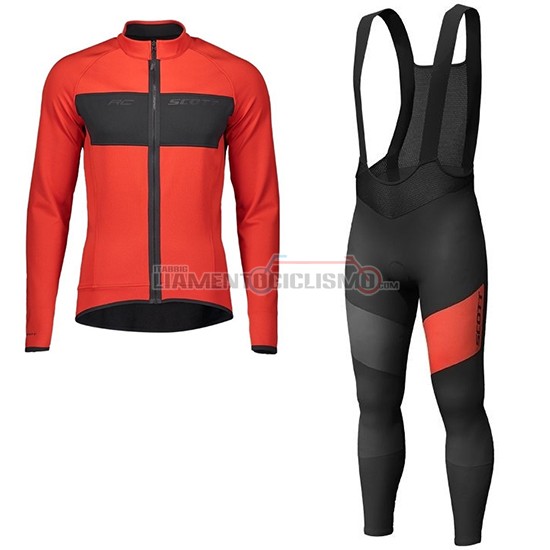 Abbigliamento Ciclismo Scott RC FF Manica Lunga 2019 Rosso Nero