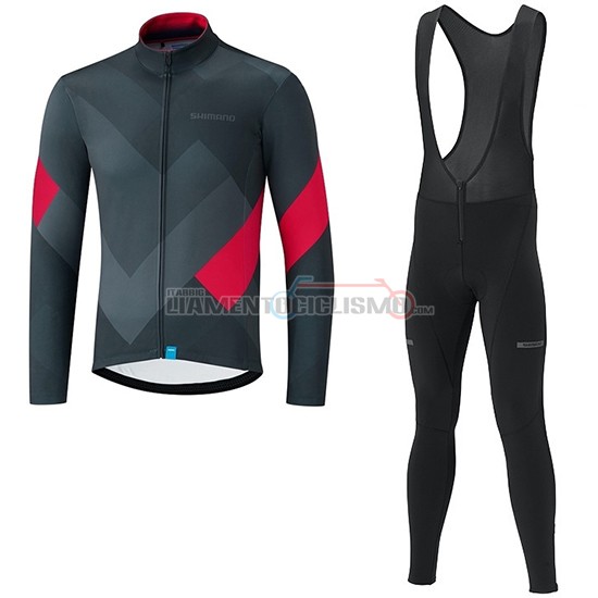 Abbigliamento Ciclismo Shimano Manica Lunga 2019 Grigio Rosso