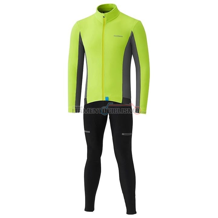 Abbigliamento Ciclismo Shimano Manica Lunga 2020 Giallo Grigio