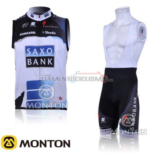 Gilet Antivento Saxo Bank 2015 bianco e blu