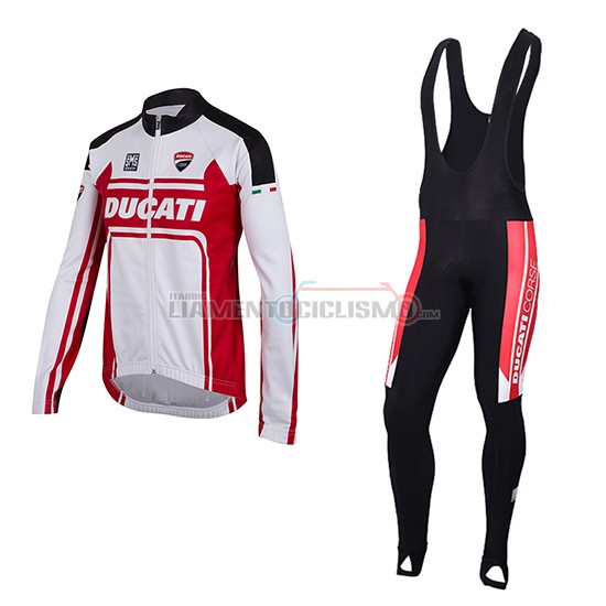 Abbigliamento Ciclismo Ducati Manica Lunga 2016 bianco e rosso