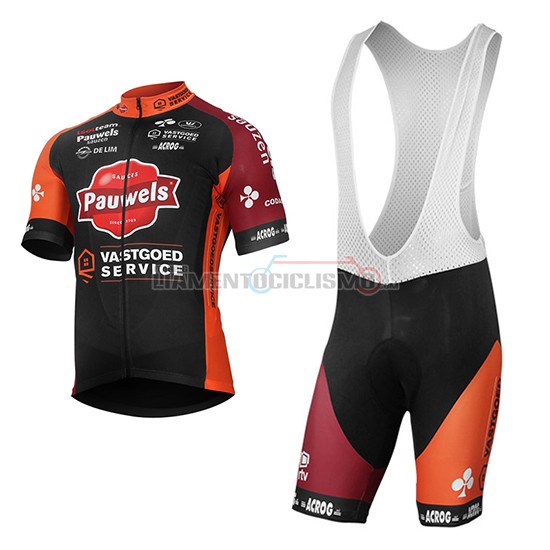 Abbigliamento Ciclismo Pauwels Sauzen Vastgoedservice 2017 nero e arancione