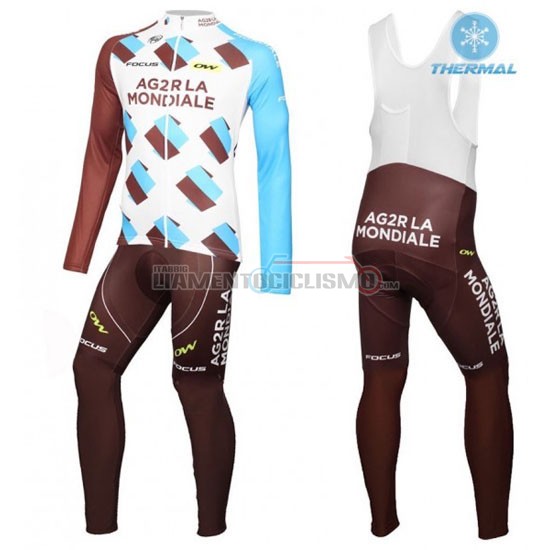 Abbigliamento Ciclismo Ag2rla ML 2016 bianco e marrone