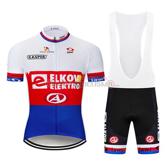 Abbigliamento Ciclismo Elkov Elektro Manica Corta 2019 Bianco Rosso Blu