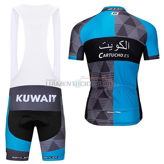 Abbigliamento Ciclismo Kuwait Manica Corta 2019 Blu Grigio
