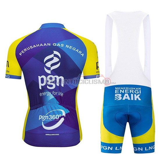 Abbigliamento Ciclismo PGN Manica Corta 2019 Blu Aceso Giallo