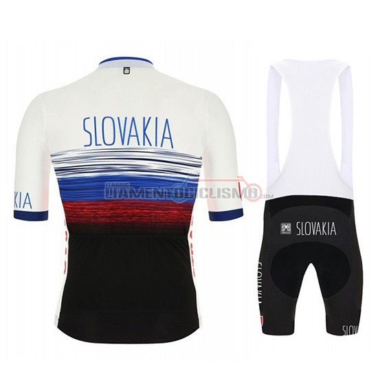 Abbigliamento Ciclismo Slowakeis Manica Corta 2019 Bianco Blu Nero