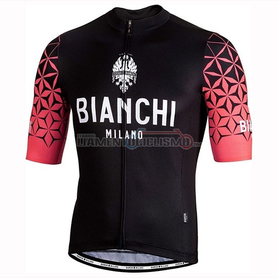 Abbigliamento Ciclismo Bianchi Milano Conca Manica Corta 2019 Nero Rosso