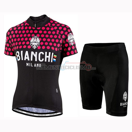 Abbigliamento Ciclismo Donne Bianchi Dot Manica Corta 2019 Nero Rosso