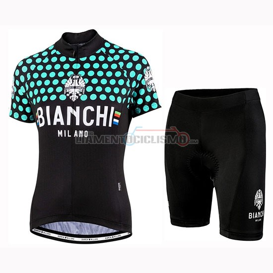 Abbigliamento Ciclismo Donne Bianchi Dot Manica Corta 2019 Nero Verde