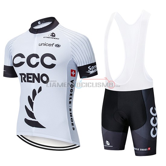 Abbigliamento Ciclismo CCC Manica Corta 2019 Bianco Nero