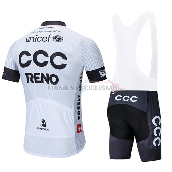 Abbigliamento Ciclismo CCC Manica Corta 2019 Bianco Nero