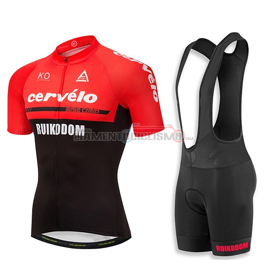 Abbigliamento Ciclis Cervelo Manica Corta 2018 Rosso e Nero