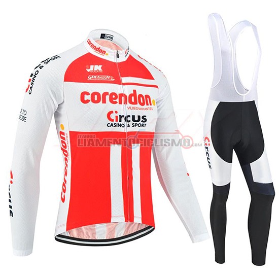 Abbigliamento Ciclismo Corendon Circus Manica Lunga 2019 Bianco Rosso
