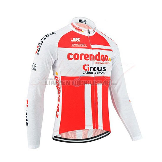 Abbigliamento Ciclismo Corendon Circus Manica Lunga 2019 Bianco Rosso