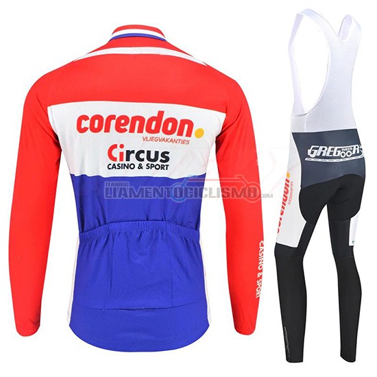 Abbigliamento Ciclismo Corendon Circus Manica Lunga 2019 Rosso Bianco Azul