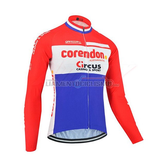 Abbigliamento Ciclismo Corendon Circus Manica Lunga 2019 Rosso Bianco Azul