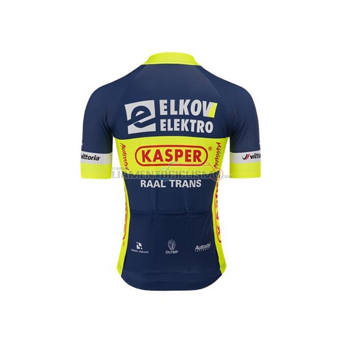 Abbigliamento Ciclismo Elkov-Kasper Manica Corta 2020 Blu Giallo