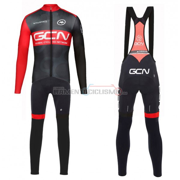 2017 Abbigliamento Ciclismo GCN Manica Lunga Nero e Rosso