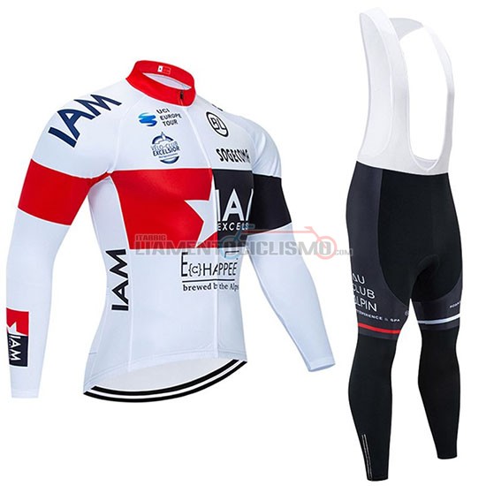 Abbigliamento Ciclismo IAM Manica Lunga 2020 Bianco Rosso Nero