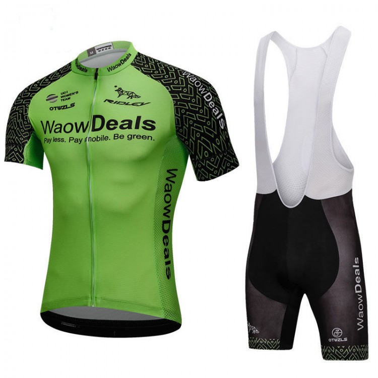 Abbigliamento ciclismo Waowdeals Manica Corta 2018 Verde e Nero