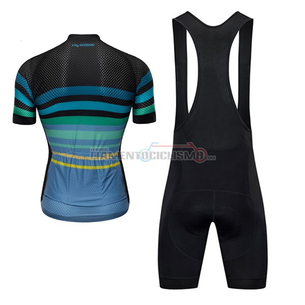 2017 Abbigliamento Ciclismo Ykywbike AA07 ADH07 Manica Corta Nero e Celeste
