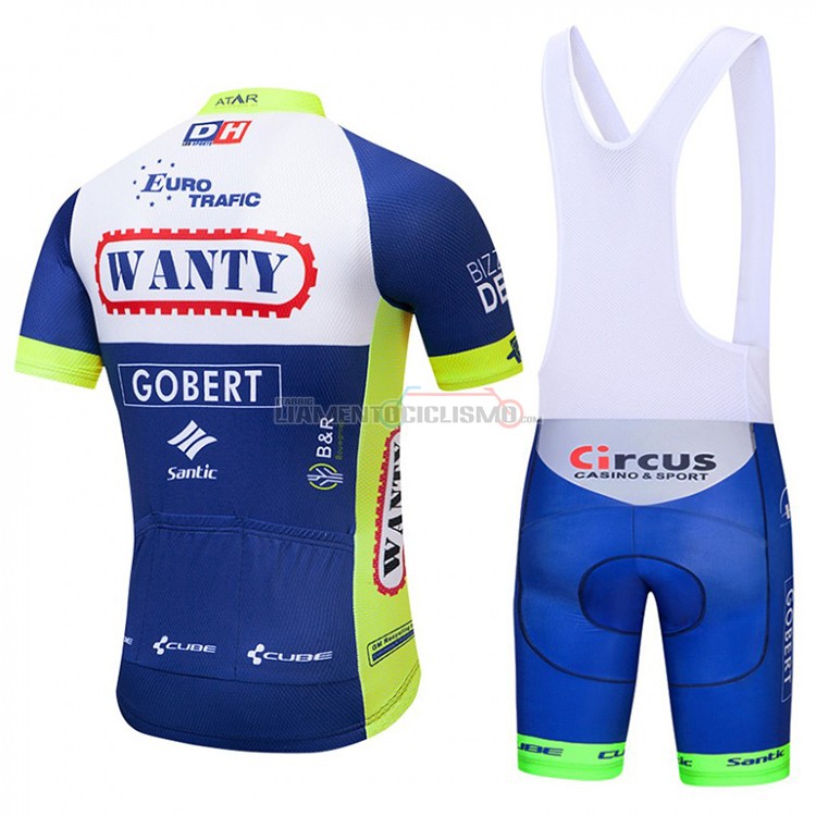 Abbigliamento Ciclismo Wanty Manica Corta 2018 Blu e Bianco