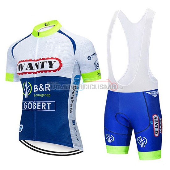 Abbigliamento Ciclismo Wanty Manica Corta 2019 Bianco Blu