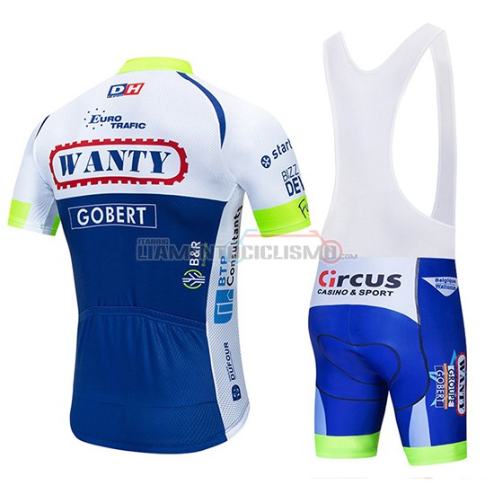 Abbigliamento Ciclismo Wanty Manica Corta 2019 Bianco Blu