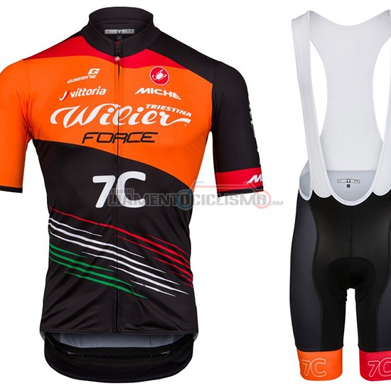 Abbigliamento Ciclismo Wieiev Force 7c Manica Corta 2018 Arancione Nero