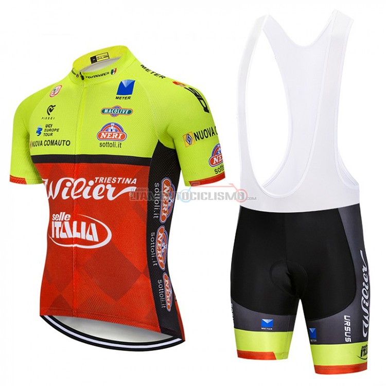 Abbigliamento Ciclismo Wilier Manica Corta Verde e Rosso