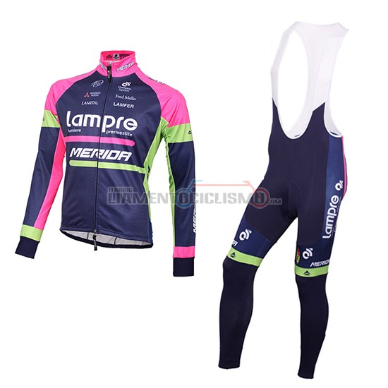 Abbigliamento Ciclismo Lampre Manica Lunga 2016 blu e rosa