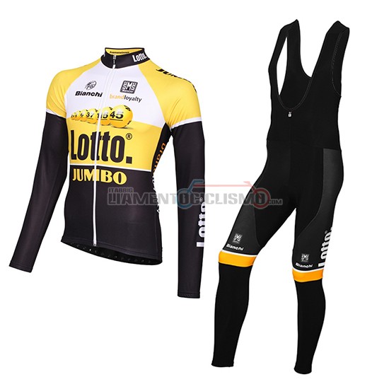 Abbigliamento Ciclismo Lotto NL Jumbo Manica Lunga 2015 giallo e nero