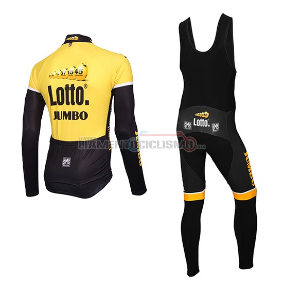 Abbigliamento Ciclismo Lotto NL Jumbo Manica Lunga 2015 giallo e nero 