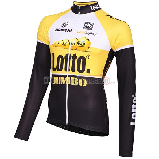 Abbigliamento Ciclismo Lotto NL Jumbo Manica Lunga 2015 giallo e nero 