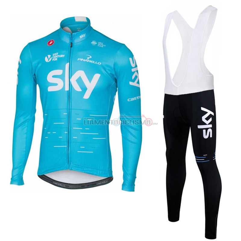 Abbigliamento Ciclismo Sky Manica Lunga 2017 blu