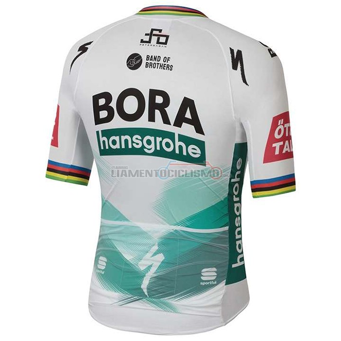 Abbigliamento Ciclismo UCI Mondo Campione Bora Manica Corta 2020 Bianco Verde